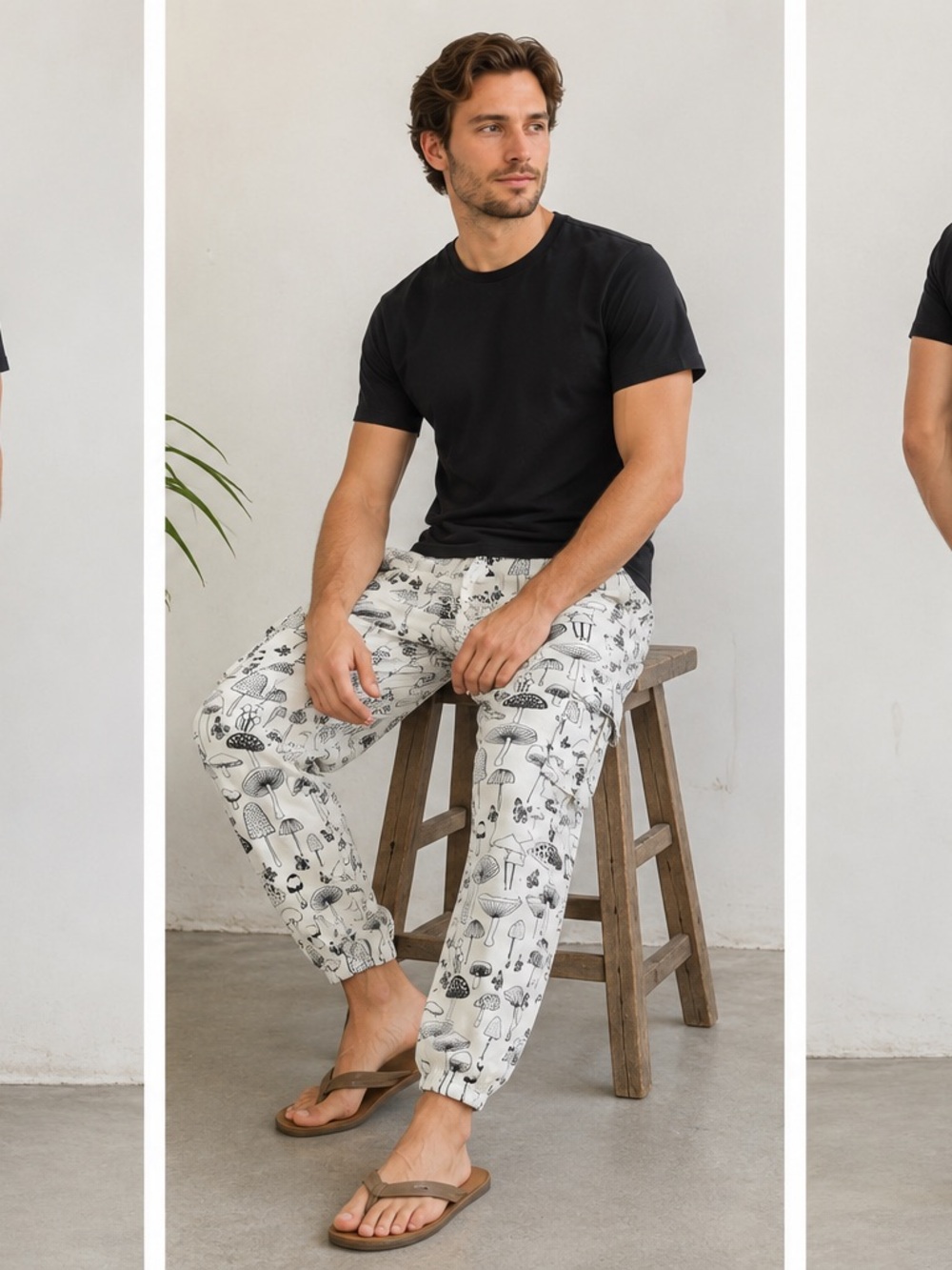 Men's White Graphic Jogger Pants